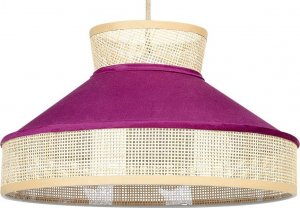 Lampa wisząca Beliani Lampa wisząca rattanowa z różowym BATALI! 2