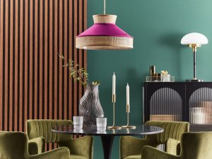 Lampa wisząca Beliani Lampa wisząca rattanowa z różowym BATALI! 3