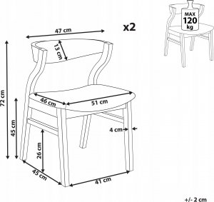 Beliani Zestaw 2 krzeseł do jadalni ciemne drewno z szarym MAROA! 3