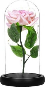 Springos Wieczna róża w szkle 22 cm świecąca ozdoba LED prezent kwiat różowy UNIWERSALNY 1