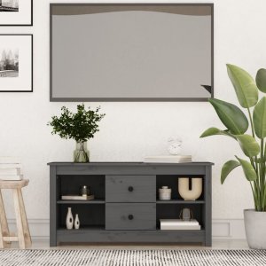 vidaXL Szafka pod telewizor, szara, 103x36,5x52 cm, drewno sosnowe 1