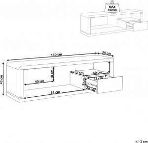 Beliani Szafka RTV biała z czarnym SPOKAN! 9