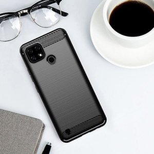 Braders Etui Carbon Case + Szkło Hartowane Płaskie do Realme C21 6