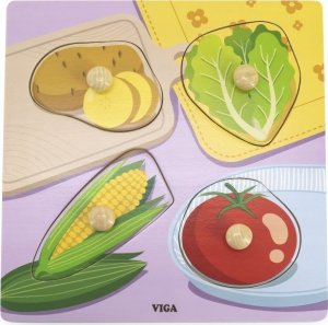 Viga Toys VIGA Drewniane Puzzle z Pinezkami Warzywa 1