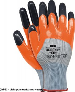 R.E.I.S. XERONIT - Rękawice ochronne, powlekane - biało-pomarańczowo-czarny 9 1