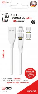 Kabel USB 2GO USB-A - USB-C + micro-B + Lightning Biały (797317) 2