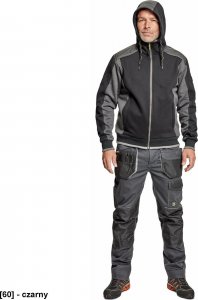 CERVA DAYBORO - męska bluza, kaptur, odblaskowe elementy,  55% bawełna, 45% poliester - czarny L 3