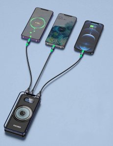 Powerbank Kaku Power Bank 10000mAh z Bezprzewodowym Ładowaniem 15W + USB-C + Micro USB + 2xUSB KAKU KSC-661 biały 6