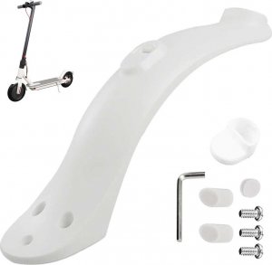 4kom.pl Krótki Błotnik tylni Alogy do hulajnogi elektrycznej do Xiaomi Mijia M365 / Pro / Mi 1S / Pro 2 Biały + Wspornik 7