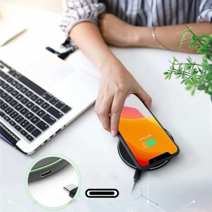 Ładowarka Alogy Ładowarka indukcyjna Alogy szybka bezprzewodowa Qi 20W do Apple AirPods iPhone 14 13 + Kabel Czarna + Ładowarka sieciowa 3