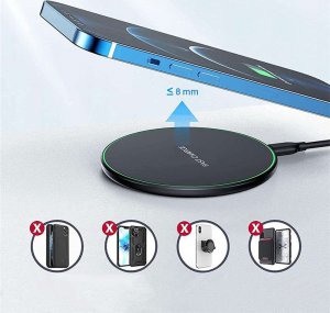 Ładowarka Alogy Ładowarka indukcyjna Alogy szybka bezprzewodowa Qi 20W do Apple AirPods iPhone 14 13 + Kabel Czarna + Ładowarka sieciowa 5