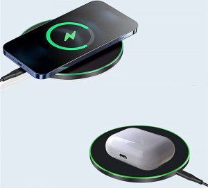 Ładowarka Alogy Ładowarka indukcyjna Alogy szybka bezprzewodowa Qi 20W do Apple AirPods iPhone 14 13 + Kabel Czarna + Ładowarka sieciowa 8