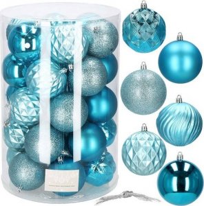 Springos Bombki choinkowe 30 szt. niebieski 8cm zestaw choinkowy UNIWERSALNY 10