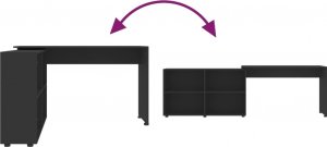 Biurko vidaXL Biurko narożne, czarne, materiał drewnopochodny 6