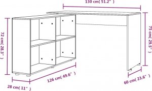 Biurko vidaXL Biurko narożne, czarne, materiał drewnopochodny 8