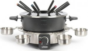 Livoo LIVOO DOC264 Elektryczna maszyna do fondue 1000W - 1,8L - W zestawie 8 widelców i kolnierza do fondue - Regulowany termostat - Stal nierdzewna 1