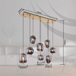 Lampa wisząca Globo Lampa wisząca Blacky 15345-8MM designerska mosiądz przydymiona 8