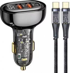 Ładowarka Usams USAMS Ład. sam. 2xUSB+1xUSB-C 80W Fast Charge + kabel USB-C - USB-C  BXLACCTC01 1