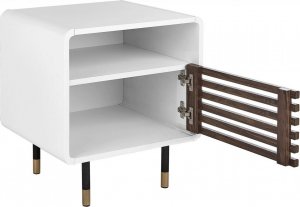 Beliani Szafka nocna z drzwiczkami biała z ciemnym drewnem RIFLE! 4