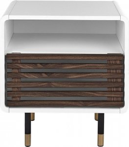 Beliani Szafka nocna z drzwiczkami biała z ciemnym drewnem RIFLE! 5