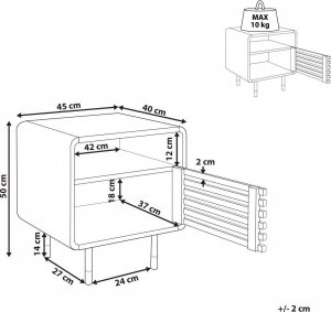 Beliani Szafka nocna z drzwiczkami biała z ciemnym drewnem RIFLE! 10