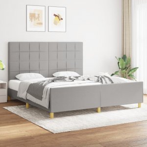 vidaXL Rama łóżka z zagłówkiem, jasnoszara, 180x200 cm, obita tkaniną 1