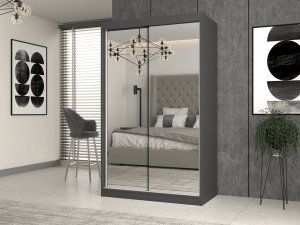 Topeshop SZAFA PRZESUWNA IGA 120 CM 2 LUSTRA ANTRACYT / DĄB ARTISAN 2