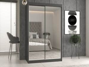 Topeshop SZAFA PRZESUWNA IGA 120 CM 2 LUSTRA ANTRACYT / DĄB ARTISAN 4