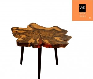Wood & Resin Stolik z plastra drewna Żywica epoksydowa 40 cm x 78 cm x 5 cm Nogi 35 cm | Szlifowany, Lakierowany spód (matowy), Opalany PDOS_092129_Z05 1