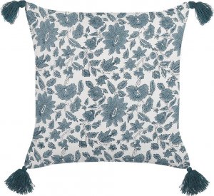 Beliani Lumarko Bawełniana poduszka dekoracyjna w kwiaty 45 x 45 cm biało-niebieska RUMEX! 1
