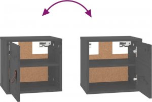 vidaXL vidaXL Szafki ścienne, 2 szt., szara, 31,5x30x30 cm, drewno sosnowe 7