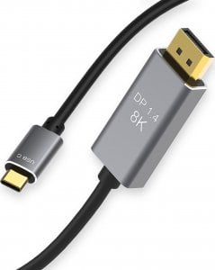 Kabel USB Reagle USB-C - DisplayPort 1.8 m Czarno-srebrny 1