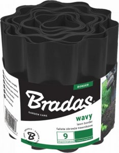 Bradas Obrzeże faliste trawnikowe 9m x 20cm, czarne 1