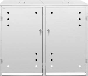 Ulsonix Osłona obudowa kosza kubła na śmieci podwójna z okrągłymi otworami STAL 2x 240 l Osłona obudowa kosza kubła na śmieci podwójna z okrągłymi otworami STAL 2x 240 l 5