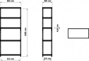 Wamar-Sosenka Regał metalowy magazynowy ELARA 180x60x40 biały 5 półek nośność 150 kg do warsztatu garażu 7