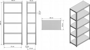 Wamar-Sosenka Regał metalowy magazynowy ELARA 180x80x40 biały 5 półek nośność 150 kg do warsztatu garażu 1