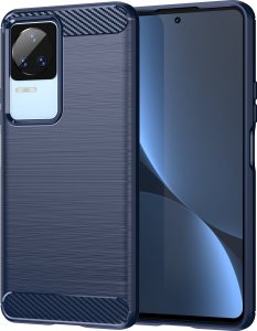 Hurtel Carbon Case etui Xiaomi Poco F4 5G elastyczny silikonowy karbonowy pokrowiec niebieskie 1