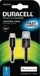Kabel USB Duracell USB-A - Lightning 2 m Czarny (USB5022A) 1