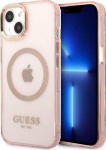 Guess Guess GUHMP13MHTCMP iPhone 13 6,1" różowy/pink hard case Gold Outline Translucent MagSafe 1