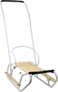 LeanToys Sanki Metalowe z Pchaczem Oparcie Pasek Białe 3