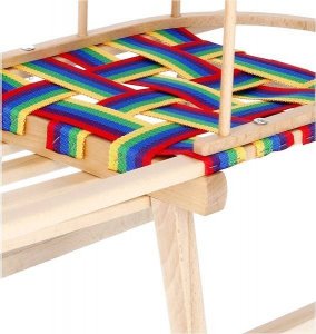 Springos Sanki z oparciem drewniane dla dzieci z materiałowymi pasami 3