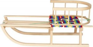 Springos Sanki z oparciem drewniane dla dzieci z materiałowymi pasami 4