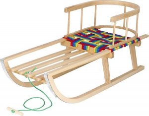 Springos Sanki z oparciem drewniane dla dzieci z materiałowymi pasami 6