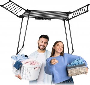 Suszarka na pranie Massido Suszarka na pranie stojąca rozkładana Debora czarna 19 mb 10