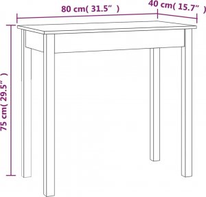 vidaXL Stolik konsolowy, biały, 80x40x75 cm, lite drewno sosnowe 8