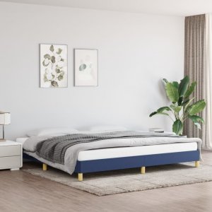 vidaXL Rama łóżka, niebieska, 200x200 cm, obita tkaniną 1