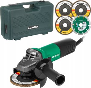 Szlifierka Hikoki szlifierka kątowa 125mm, 900w,3x t.listk,1x t.diament, kufer 1