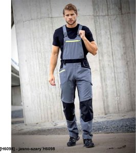 Ardon ARDON 4Xstretch - spodnie robocze ogrodniczki stretch, dużo praktycznych kieszeni + na nakolanniki, d-ring, oddychający - jasno-szary H6098 54 1