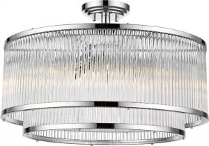 Lampa wisząca Zumaline Okrągła lampa sufitowa Sergio okrągły plafon szklany chrom 1