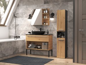 Topeshop Szafka łazienkowa słupek NEL III antracyt dąb Artisan 3